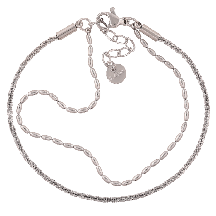 Браслеты Нержавеющая сталь "Двойная цепочка" размер с доп. цепочкой 21-26см х 3мм фото №18