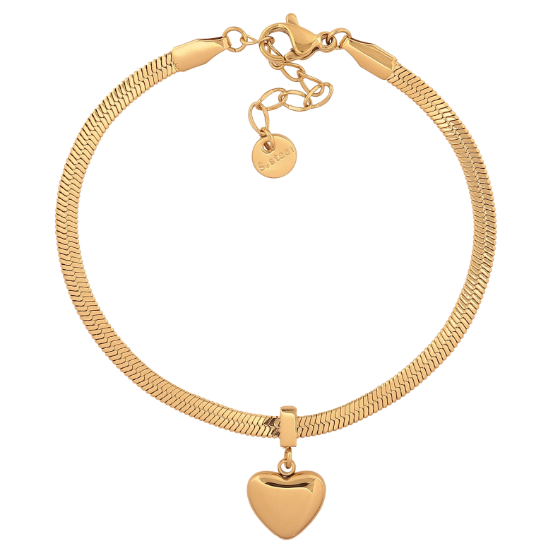 Браслеты Нержавеющая сталь "Цепочка с подвеской сердечко" размер с доп.цепочкой 17-20см х 3мм фото №1