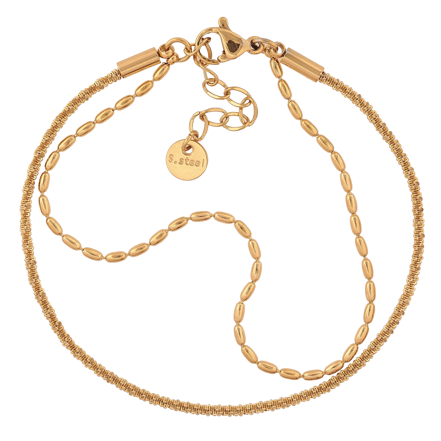 Браслеты Нержавеющая сталь "Двойная цепочка" размер с доп.цепочкой 21.5-26.5см х 3мм фото №1