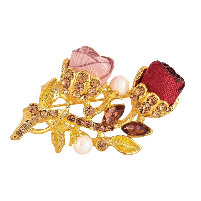 Брошка "Рожева і червона квіточка" фото №1