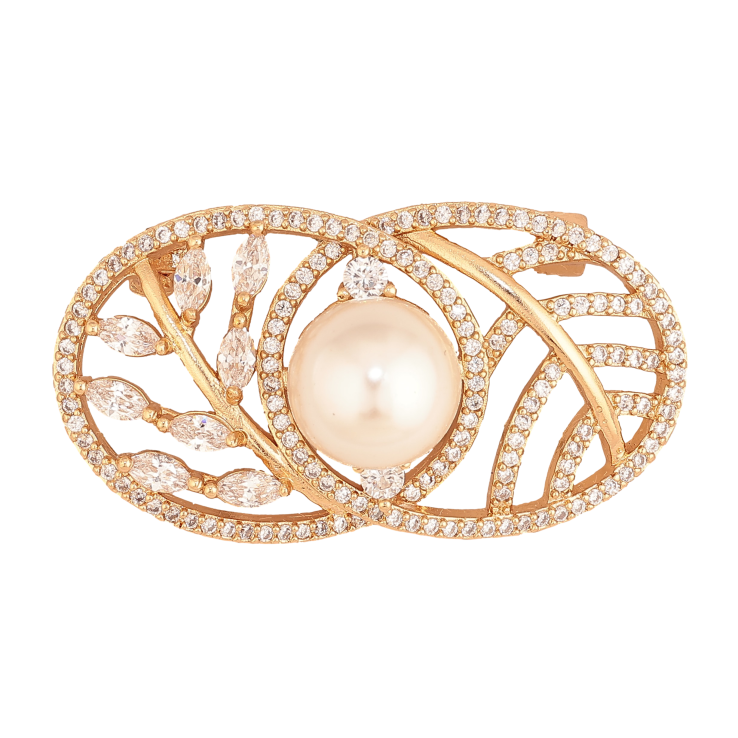 Брошь Xuping цвет Позолота 18K "Композиция с инкрустацией кристаллами и жемчужиной" фото №7