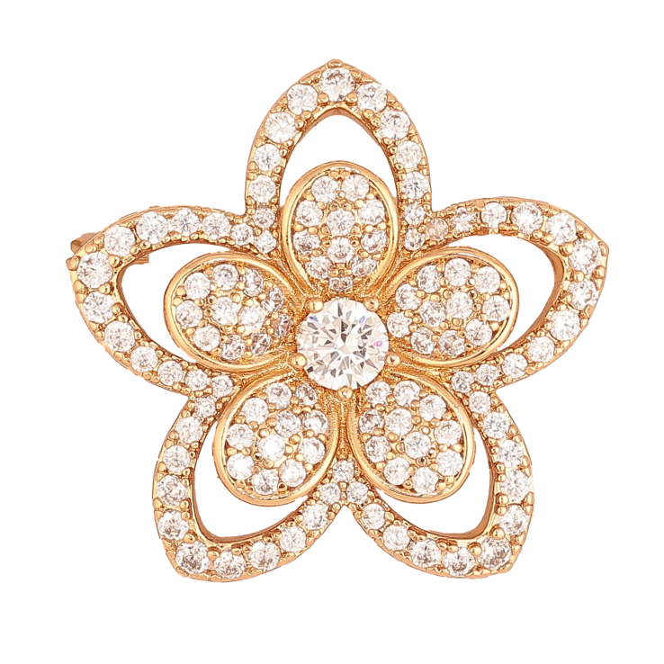 Брошь Xuping цвет Позолота 18K "Цветок с инкрустацией кристаллами" фото №5