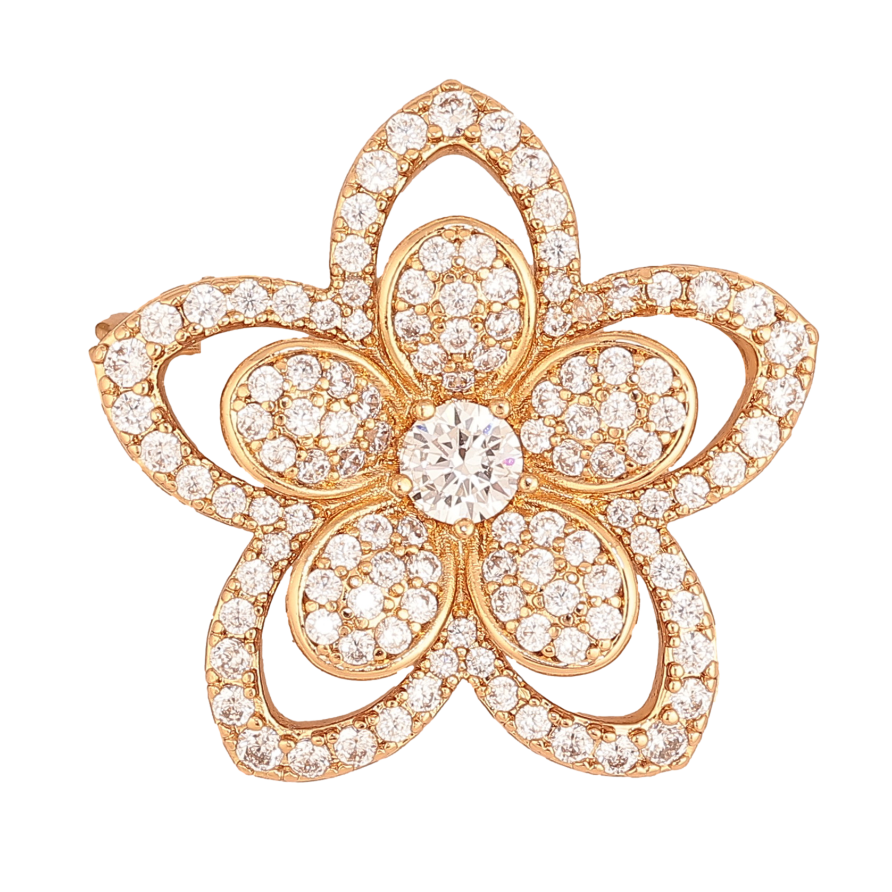 Брошь Xuping цвет Позолота 18K "Цветок с инкрустацией кристаллами" фото №1