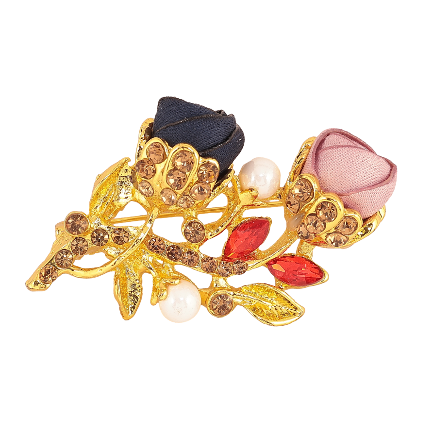 Брошь "Синий и розовый цветочки" фото №1 Брошь "Синий и розовый цветочки" фото №1