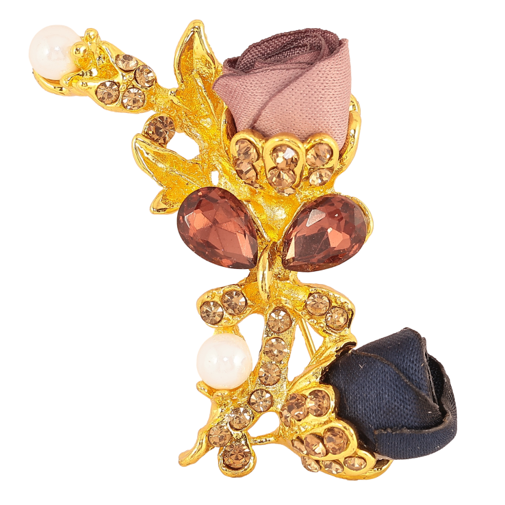 Брошь "Бежевый и синий цветочки" фото №21