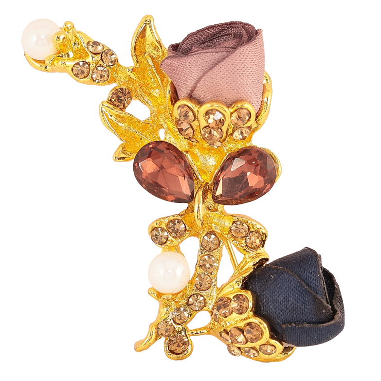 Брошка "Бежева та синя квіточки" фото №2