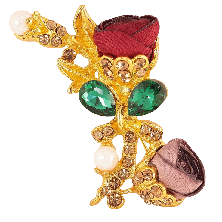 Брошь "Бежевый и красный цветочки" фото №13