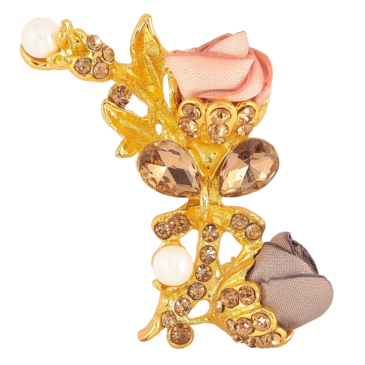 Брошь "Розовый и серый цветочки" фото №8