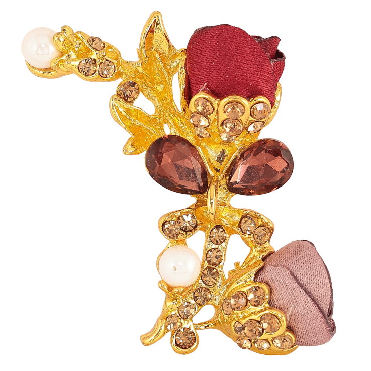 Брошь "Бежевый и красный цветочки" фото №20