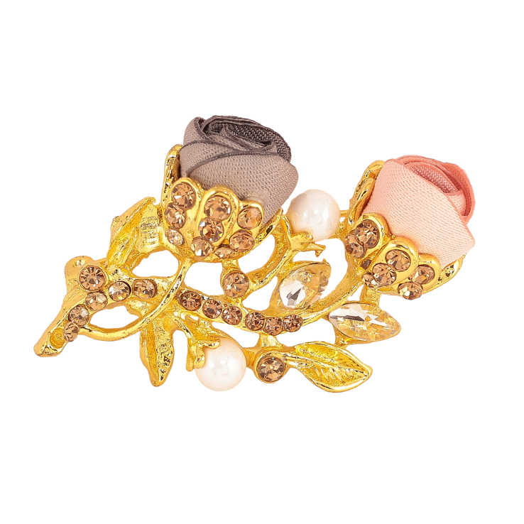 Брошь "Бежевый и розовый цветочки" фото №10 Брошь "Бежевый и розовый цветочки" фото №10