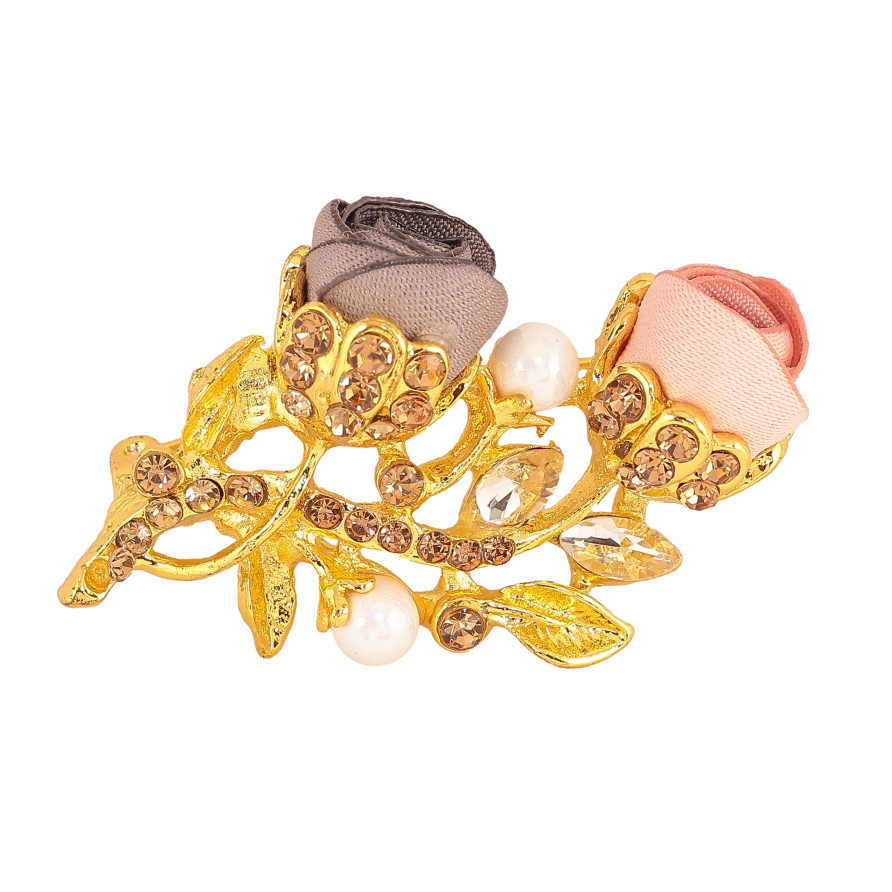 Брошь "Бежевый и розовый цветочки" фото №1 Брошь "Бежевый и розовый цветочки" фото №1