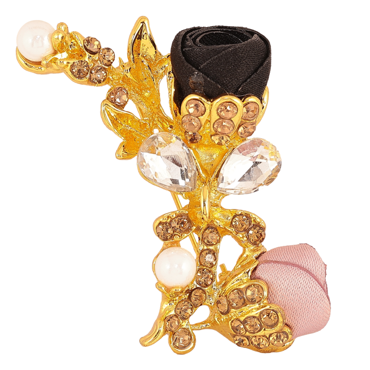 Брошь "Черный и розовый цветочки" фото №16