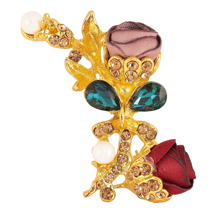 Брошь "Красный и бежевый цветочки" фото №3 Брошь "Красный и бежевый цветочки" фото №3