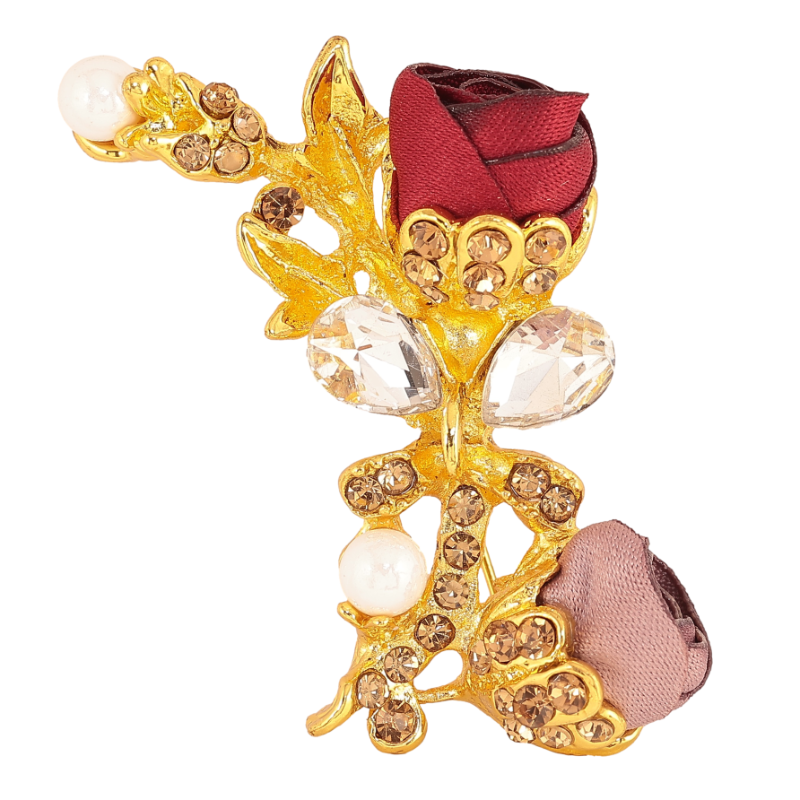 Брошь "Красный и бежевый цветочки" фото №1 Брошь "Красный и бежевый цветочки" фото №1
