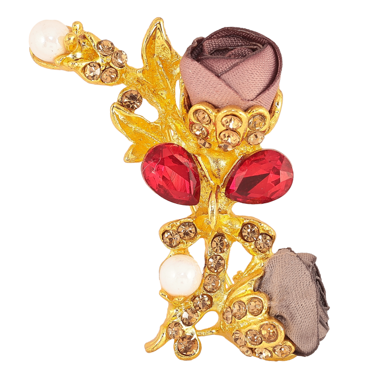 Брошь "Бежевый и серый цветочки" фото №9