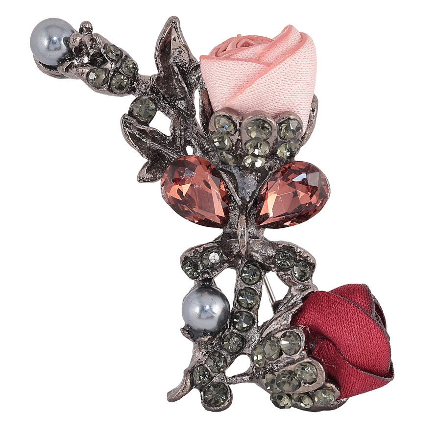 Брошь "Красный и розовый цветочки" фото №1 Брошь "Красный и розовый цветочки" фото №1