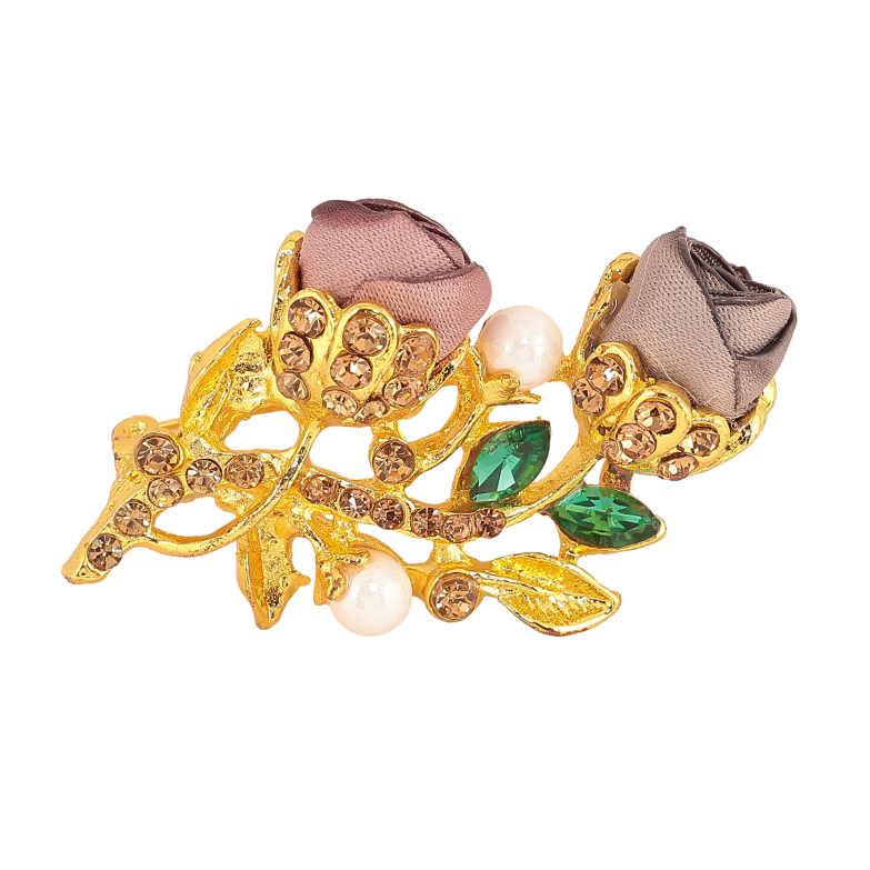 Брошь "Розовый и бежевый цветочки" фото №1 Брошь "Розовый и бежевый цветочки" фото №1