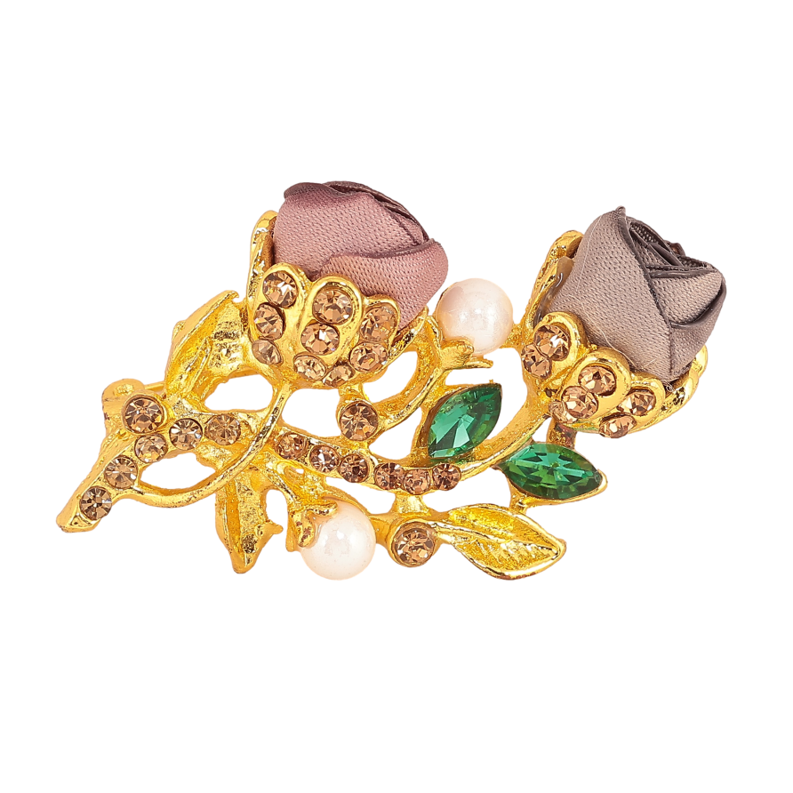 Брошь "Розовый и бежевый цветочки" фото №1 Брошь "Розовый и бежевый цветочки" фото №1