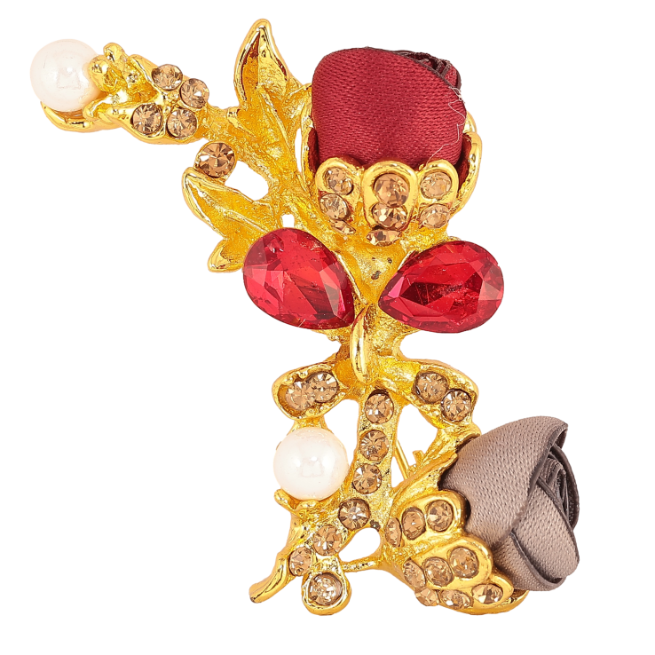 Брошь "Красный и бежевый цветочки" фото №5 Брошь "Красный и бежевый цветочки" фото №5