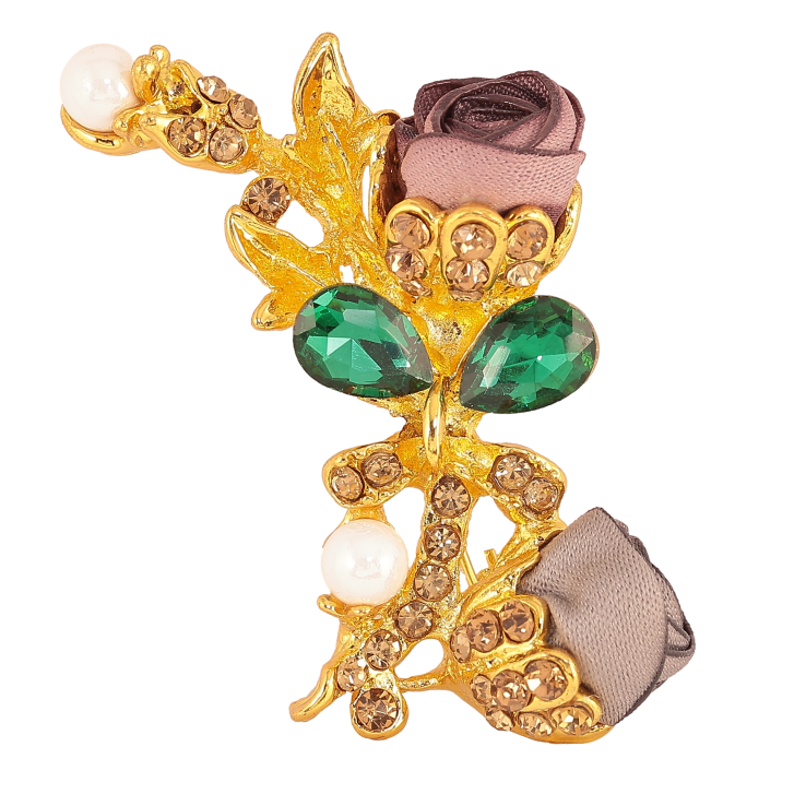 Брошь "Бежевый и серый цветочки" фото №25