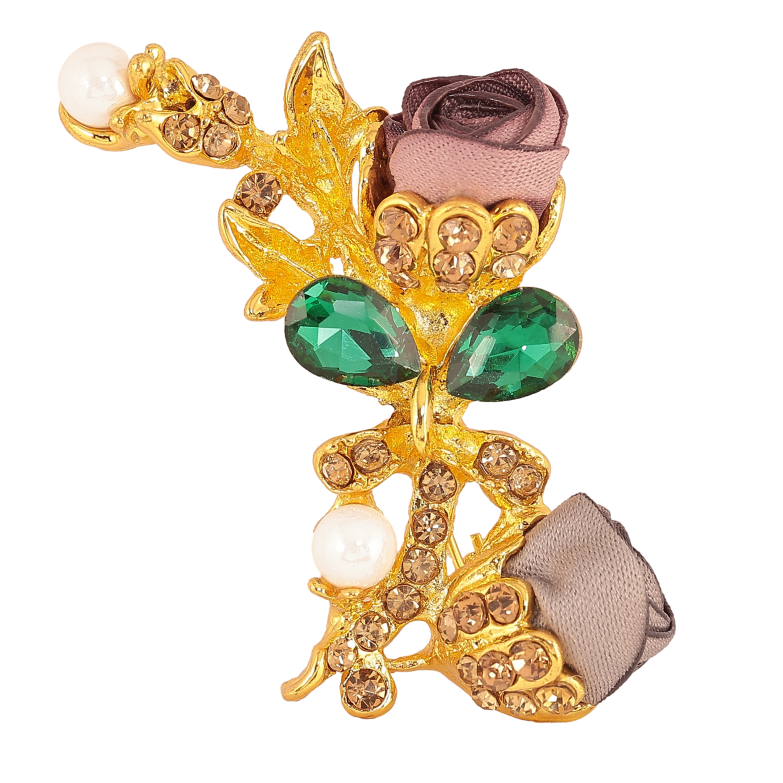 Брошка "Бежева та сіра квіточки" фото №1