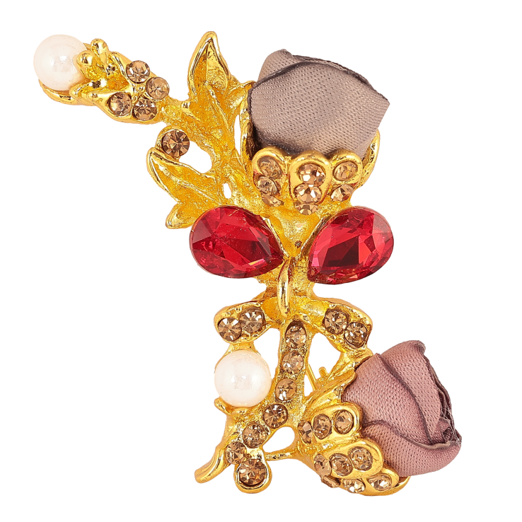 Брошь "Серый и бежевый цветочки" фото №4