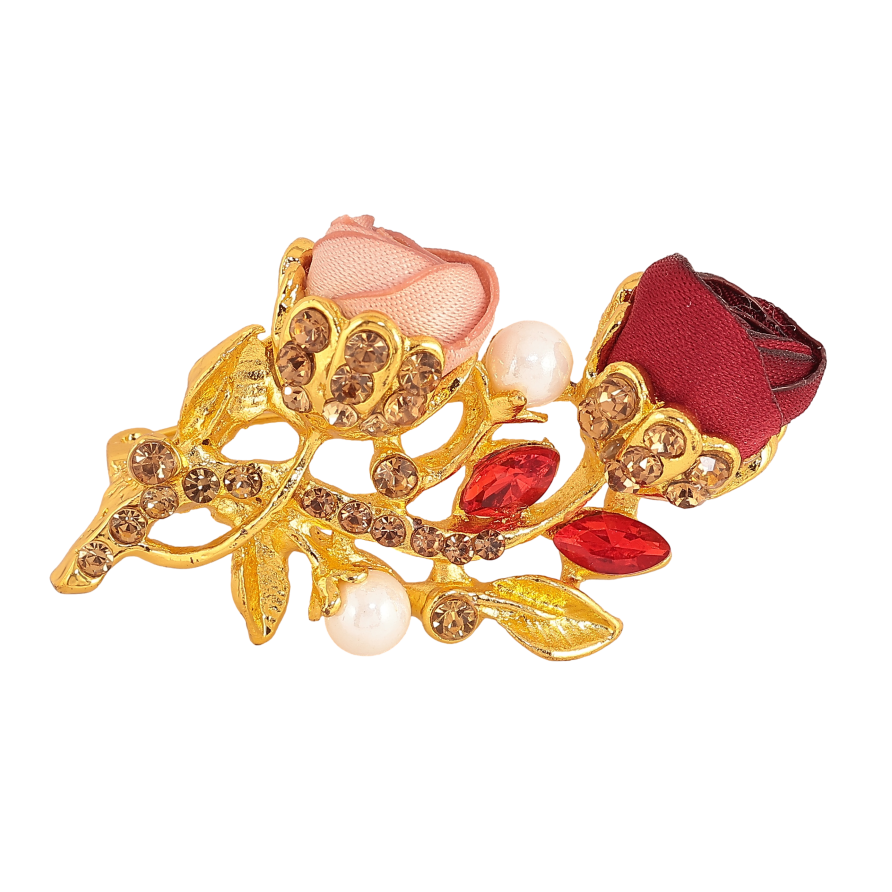 Брошь "Розовый и красный цветочки" фото №1 Брошь "Розовый и красный цветочки" фото №1