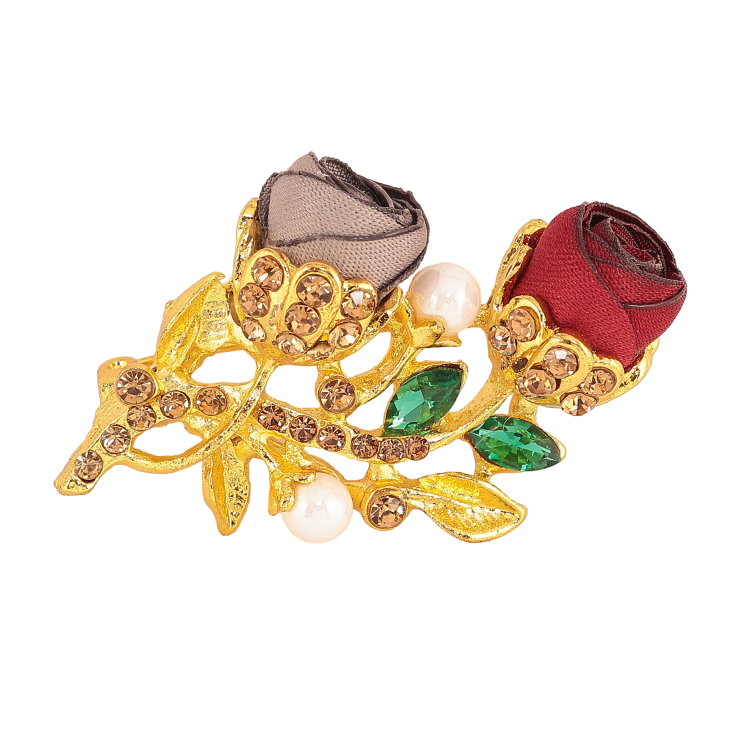 Брошь "Бежевый и красный цветочки" фото №16 Брошь "Бежевый и красный цветочки" фото №16