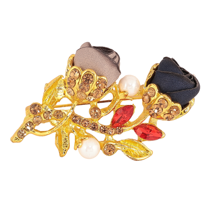 Брошь "Бежевый и синий цветочки" фото №11 Брошь "Бежевый и синий цветочки" фото №11