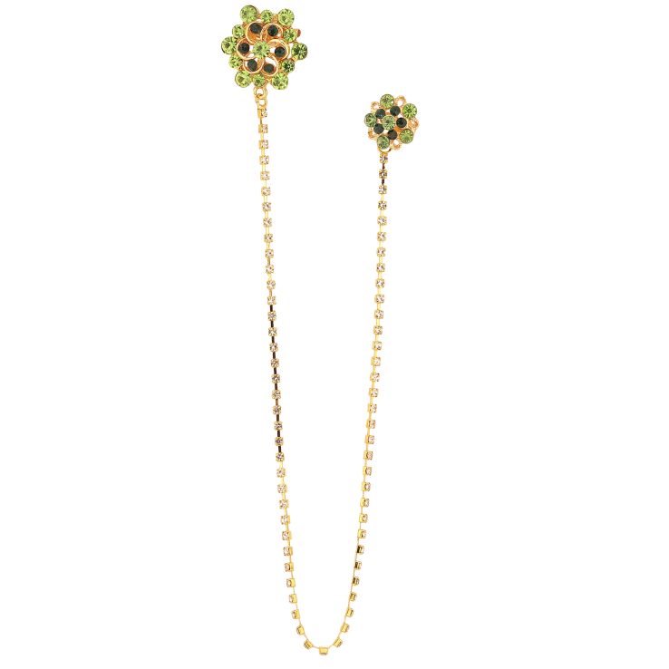 Брошь "Два зеленых цветочка с кристальной цепочкой" фото №20