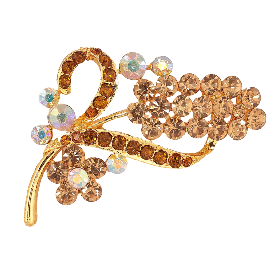 Брошь "Веточка з золотистыми стразами" фото №1 Брошь "Веточка з золотистыми стразами" фото №1