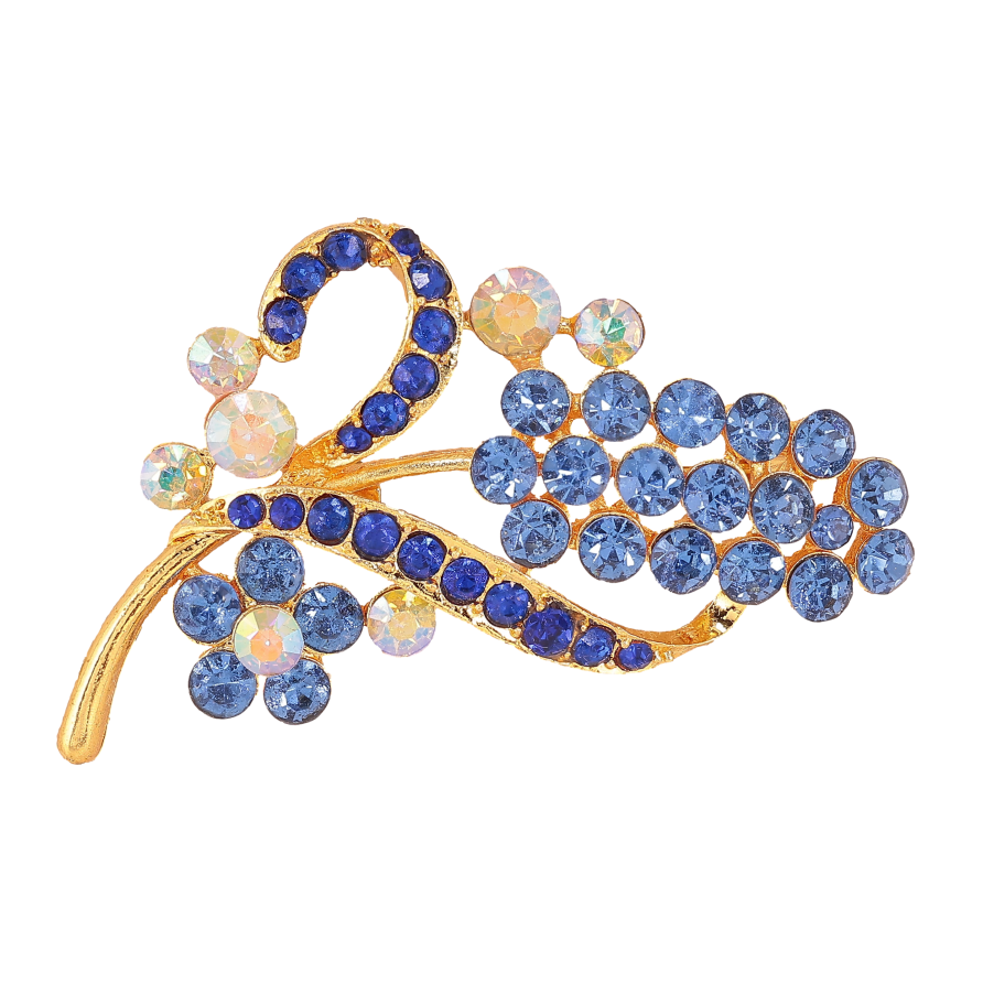 Брошка "Гілочка з синіми стразами" фото №1 Брошка "Гілочка з синіми стразами" фото №1