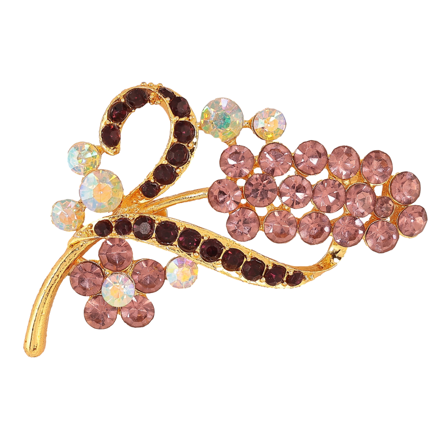 Брошь "Веточка з бордовыми стразами" фото №1 Брошь "Веточка з бордовыми стразами" фото №1