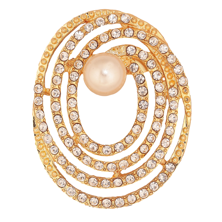 Брошка "Овал зі стразами та перлиною" фото №10