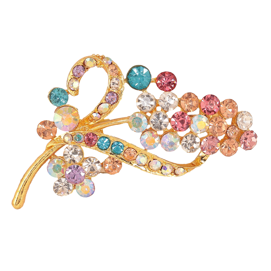 Брошка "Гілочка з різнокольоровими стразами" фото №1 Брошка "Гілочка з різнокольоровими стразами" фото №1