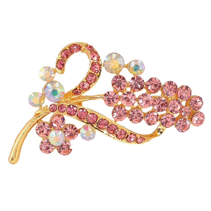 Брошка "Гілочка з рожевими стразами" фото №11