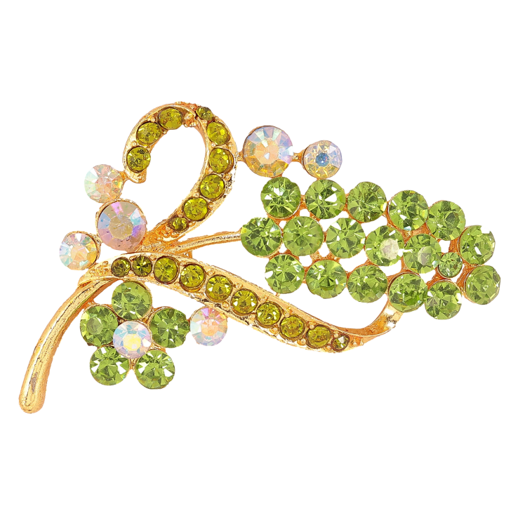 Брошка "Гілочка з зеленими стразами" фото №12