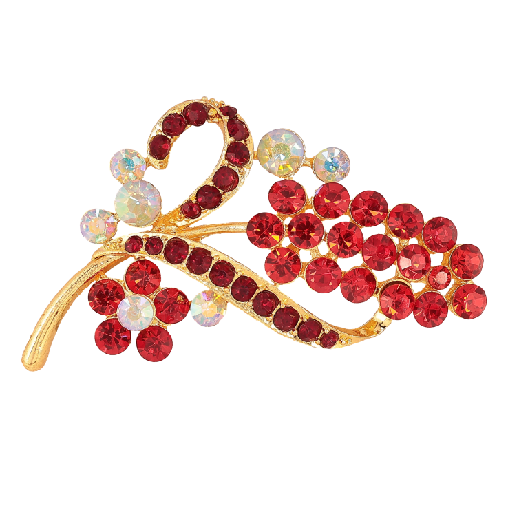 Брошка "Гілочка з червоними стразами" фото №14