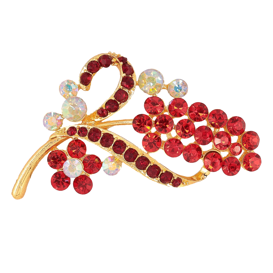 Брошка "Гілочка з червоними стразами" фото №1