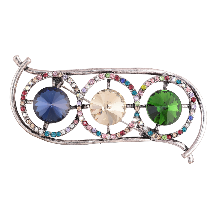 Брошь "Композиция с разноцветными стразами" фото №3