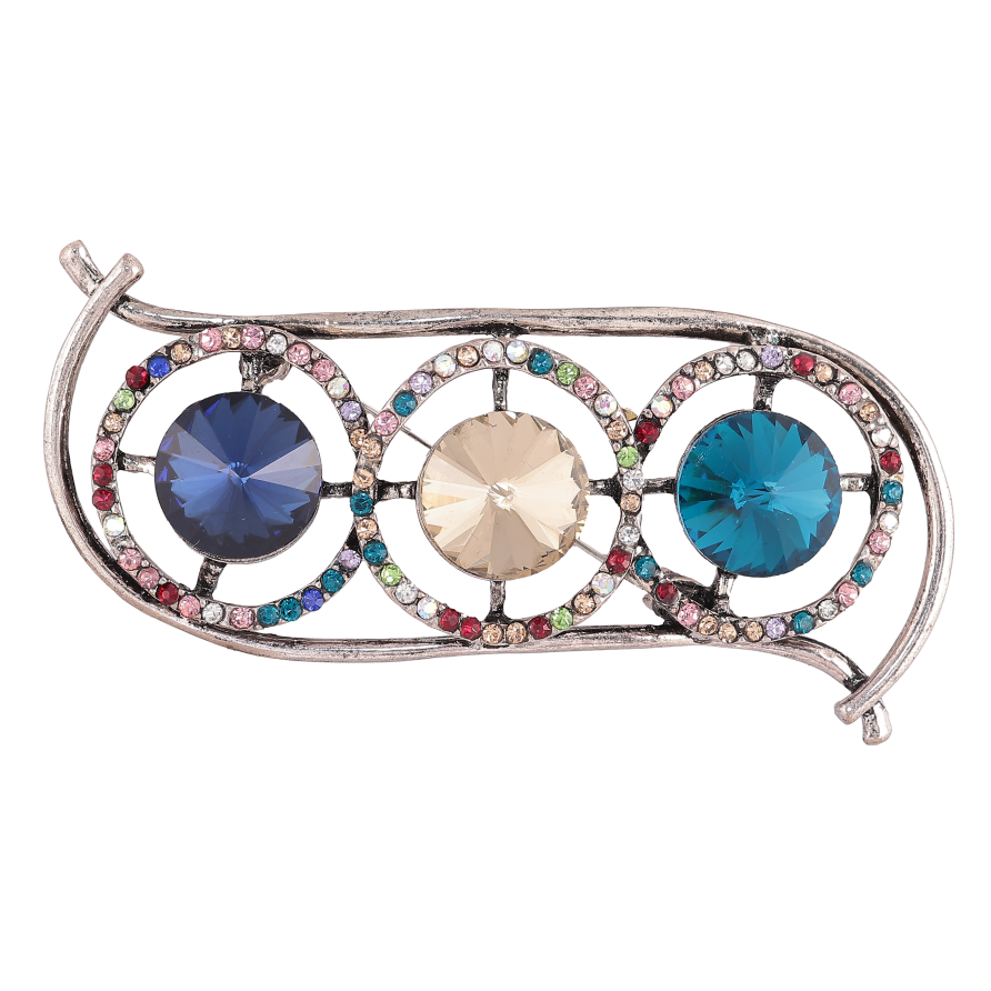 Брошь "Композиция с разноцветными стразами" фото №1
