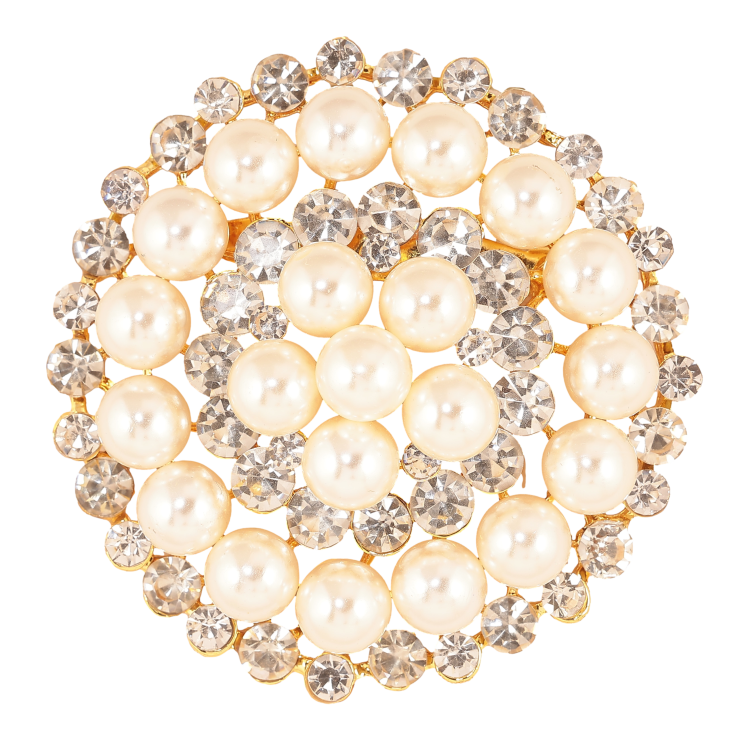 Брошь "Цветок с жемчужинами и стразами" фото №18