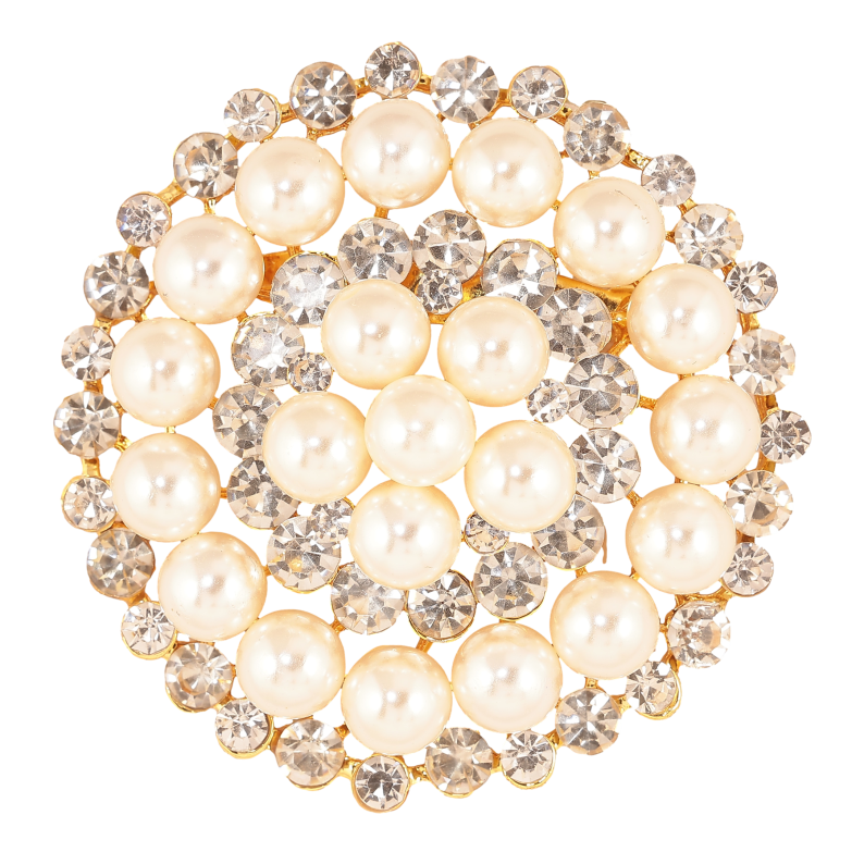 Брошь "Цветок с жемчужинами и стразами" фото №1