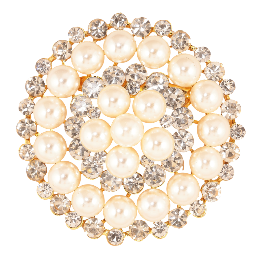 Брошь "Цветок с жемчужинами и стразами" фото №1