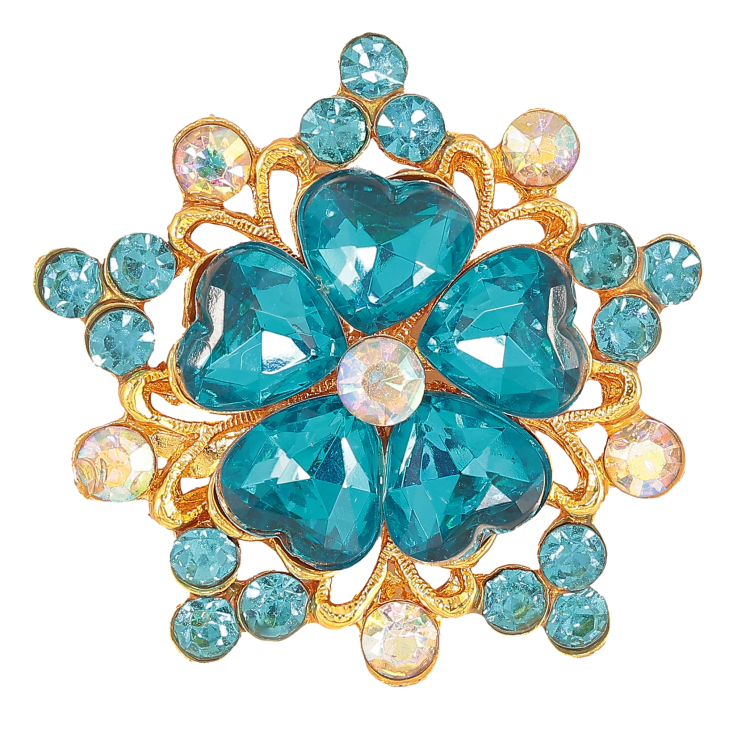 Брошь "Цветок с бирюзовыми стразами" фото №14 Брошь "Цветок с бирюзовыми стразами" фото №14