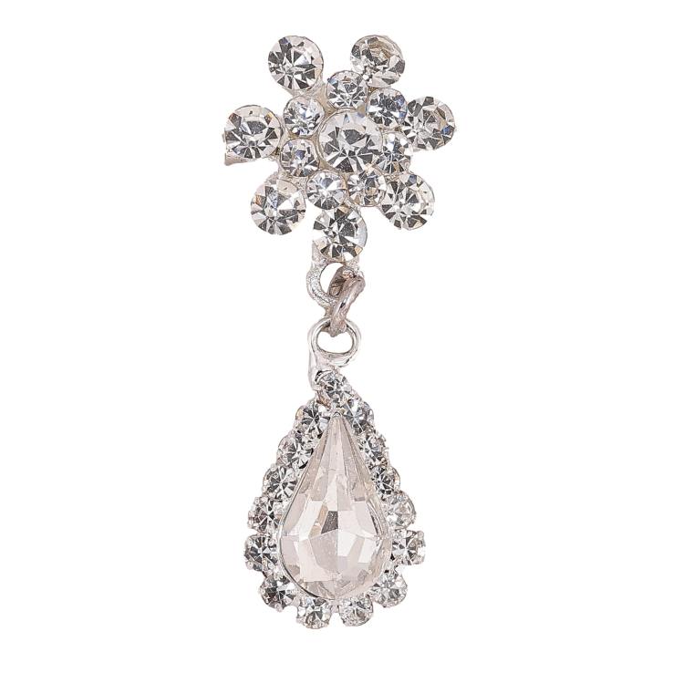 Брошь "Цветок с подвеской и стразами" фото №9