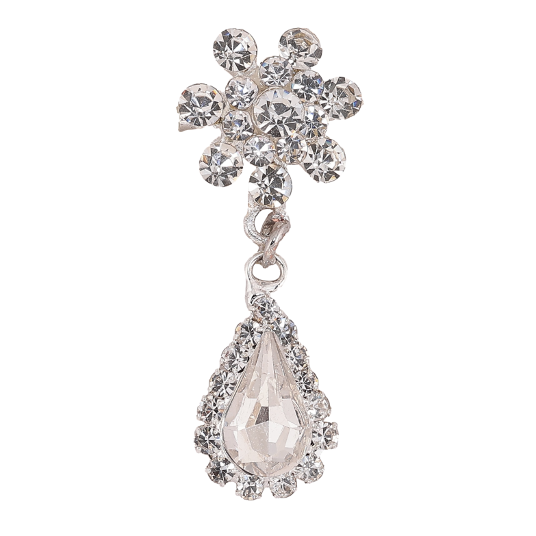 Брошь "Цветок с подвеской и стразами" фото №1