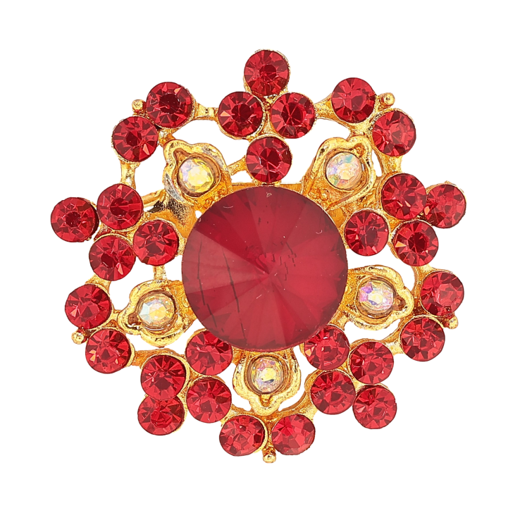 Брошка "Квітка з червоними стразами" фото №10