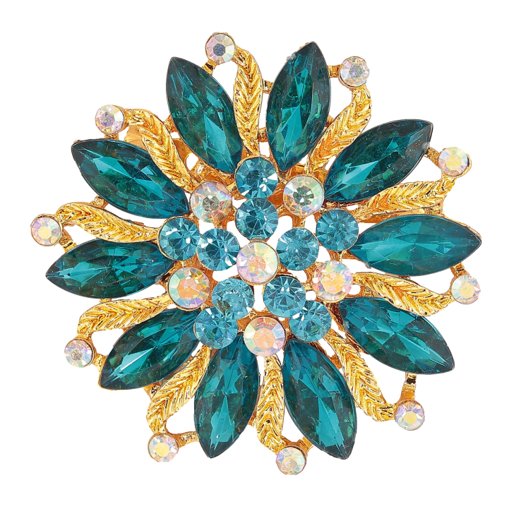 Брошь "Цветок с бирюзовыми стразами"  фото №23