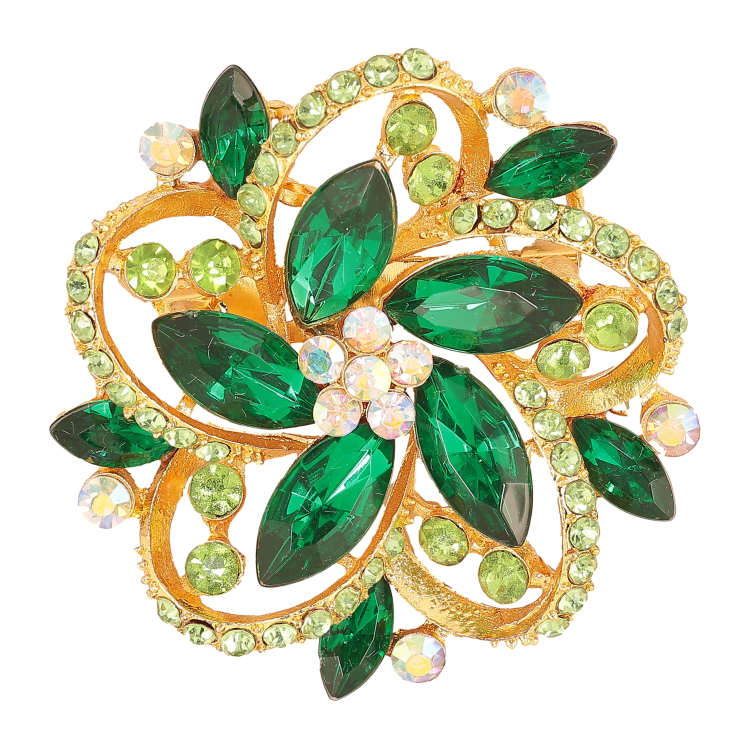 Брошь "Цветок с зелеными стразами" фото №2 Брошь "Цветок с зелеными стразами" фото №2